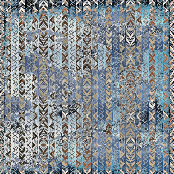 Geometrische Boho Style Tribal Patroon Met Distressed Textuur Effect — Stockfoto