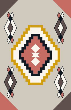 Halı ve banyo paspası Boho stili kabile tasarımı deseni.