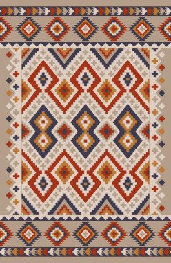 Halı ve banyo paspası Boho stili kabile tasarımı deseni.