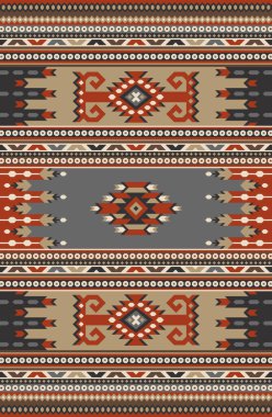 Halı ve banyo paspası Boho stili kabile tasarımı deseni.