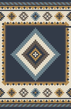 Halı ve banyo paspası Boho stili kabile tasarımı deseni.