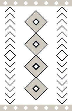 Halı ve banyo paspası Boho stili kabile tasarımı deseni.