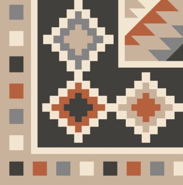 Halı ve banyo paspası Boho stili kabile tasarımı deseni.