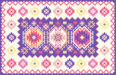 Halı ve banyo paspası Boho stili kabile tasarımı deseni.