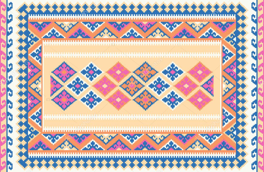 Carpet and bathmat Vintage Style Tribal design pattern with distressed texture and effect