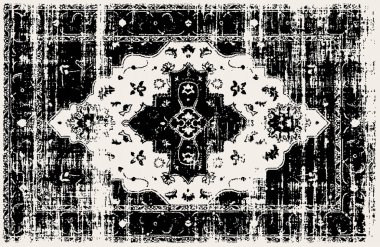 Halı ve banyo paspası Boho stili kabile tasarımı deseni.