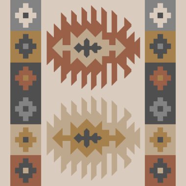 Halı ve banyo paspası Boho stili kabile tasarımı deseni.