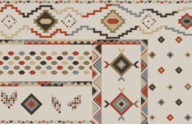 Halı banyosu ve Rug Boho tarzı etnik tasarım desenleri.