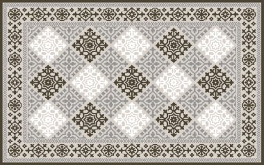 Halı banyosu ve Rug Boho tarzı etnik tasarım desenleri.