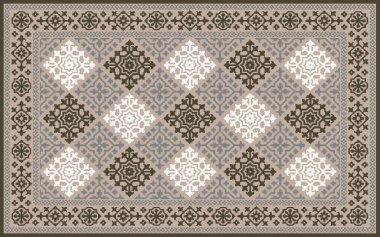 Halı banyosu ve Rug Boho tarzı etnik tasarım desenleri.