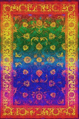 Halı banyosu ve Rug Boho tarzı etnik tasarım desenleri.