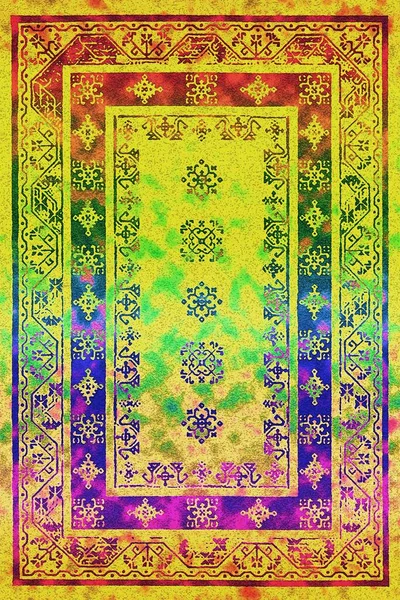 Carpet Bathmat Rug Boho Style Ethnic Design Pattern Distressed Texture — Stock Photo, Image