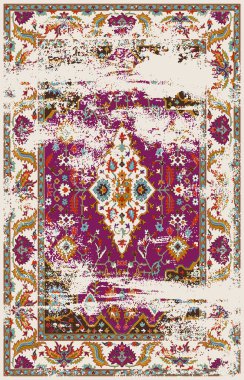 Halı banyosu ve Rug Boho tarzı, dokunmuş doku ve efektli etnik tasarım deseni.