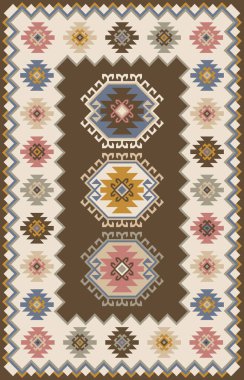 Halı banyosu ve Rug Boho tarzı, dokunmuş doku ve efektli etnik tasarım deseni.