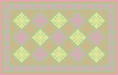 Halı banyosu ve Rug Boho tarzı, dokunmuş doku ve efektli etnik tasarım deseni.