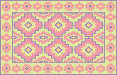 Halı banyosu ve Rug Boho tarzı, dokunmuş doku ve efektli etnik tasarım deseni.