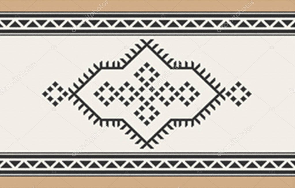 Carpet bathmat and Rug Boho Style ethnic design pattern with distressed woven texture and effect