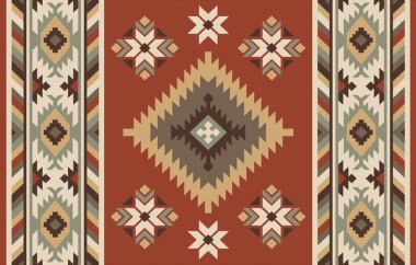 Halı banyosu ve Rug Boho tarzı, dokunmuş doku ve efektli etnik tasarım deseni.