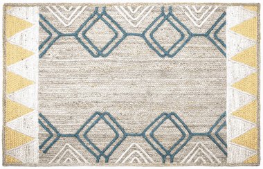 Halı banyosu ve Rug Boho tarzı, dokunmuş doku ve efektli etnik tasarım deseni.