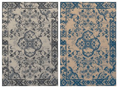 Halı banyosu ve Rug Boho tarzı, dokunmuş doku ve efektli etnik tasarım deseni.