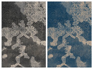 Halı banyosu ve Rug Boho tarzı, dokunmuş doku ve efektli etnik tasarım deseni.