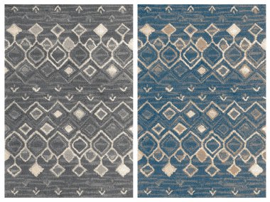 Halı banyosu ve Rug Boho tarzı, dokunmuş doku ve efektli etnik tasarım deseni.