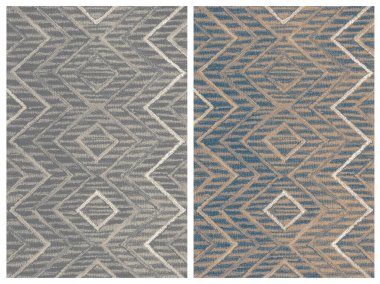 Halı banyosu ve Rug Boho tarzı, dokunmuş doku ve efektli etnik tasarım deseni.