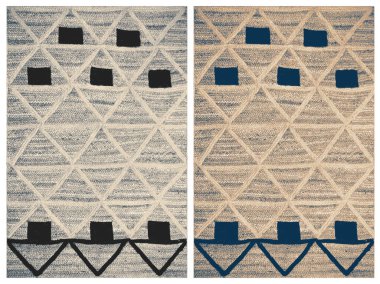 Halı banyosu ve Rug Boho tarzı, dokunmuş doku ve efektli etnik tasarım deseni.