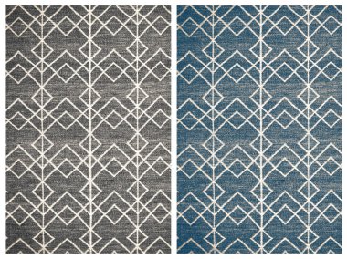 Halı banyosu ve Rug Boho tarzı, dokunmuş doku ve efektli etnik tasarım deseni.