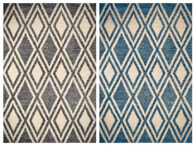 Halı banyosu ve Rug Boho tarzı, dokunmuş doku ve efektli etnik tasarım deseni.