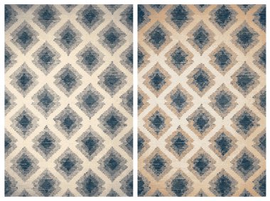 Halı banyosu ve Rug Boho tarzı, dokunmuş doku ve efektli etnik tasarım deseni.