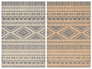 Halı banyosu ve Rug Boho tarzı, dokunmuş doku ve efektli etnik tasarım deseni.