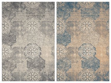 Halı banyosu ve Rug Boho tarzı, dokunmuş doku ve efektli etnik tasarım deseni.