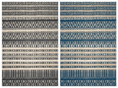 Halı banyosu ve Rug Boho tarzı, dokunmuş doku ve efektli etnik tasarım deseni.