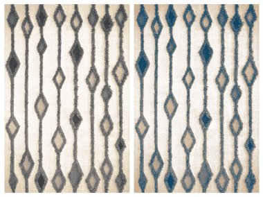 Halı banyosu ve Rug Boho tarzı, dokunmuş doku ve efektli etnik tasarım deseni.