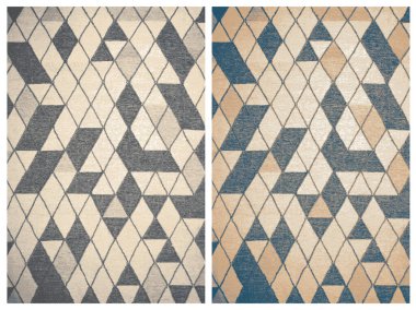 Halı banyosu ve Rug Boho tarzı, dokunmuş doku ve efektli etnik tasarım deseni.