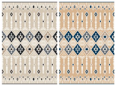 Halı banyosu ve Rug Boho tarzı, dokunmuş doku ve efektli etnik tasarım deseni.