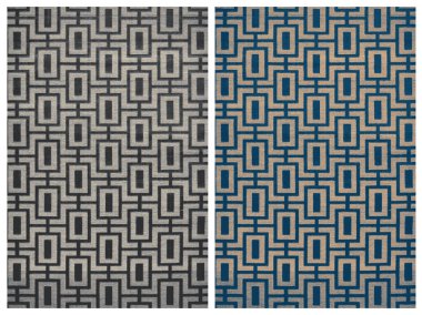 Halı banyosu ve Rug Boho tarzı, dokunmuş doku ve efektli etnik tasarım deseni.