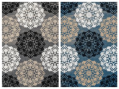 Halı banyosu ve Rug Boho tarzı, dokunmuş doku ve efektli etnik tasarım deseni.