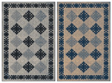 Halı banyosu ve Rug Boho tarzı, dokunmuş doku ve efektli etnik tasarım deseni.