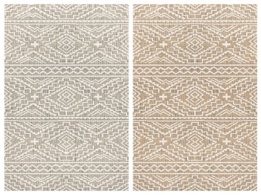 Halı banyosu ve Rug Boho tarzı, dokunmuş doku ve efektli etnik tasarım deseni.