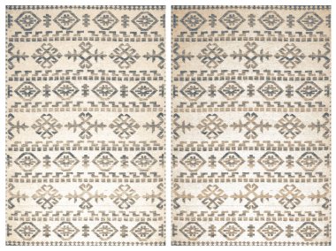 Halı banyosu ve Rug Boho tarzı, dokunmuş doku ve efektli etnik tasarım deseni.