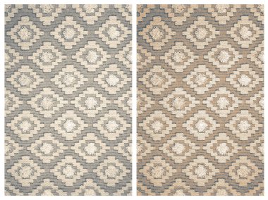 Halı banyosu ve Rug Boho tarzı, dokunmuş doku ve efektli etnik tasarım deseni.