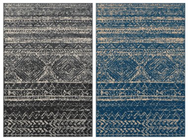 Halı banyosu ve Rug Boho tarzı, dokunmuş doku ve efektli etnik tasarım deseni.