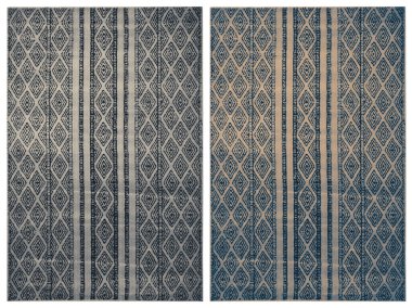 Halı banyosu ve Rug Boho tarzı, dokunmuş doku ve efektli etnik tasarım deseni.