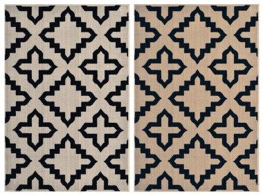 Halı banyosu ve Rug Boho tarzı, dokunmuş doku ve efektli etnik tasarım deseni.