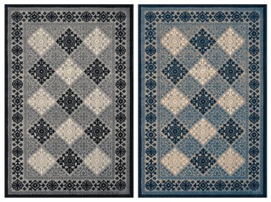 Halı banyosu ve Rug Boho tarzı, dokunmuş doku ve efektli etnik tasarım deseni.