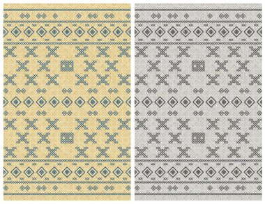 Halı banyosu ve Rug Boho tarzı, dokunmuş doku ve efektli etnik tasarım deseni.