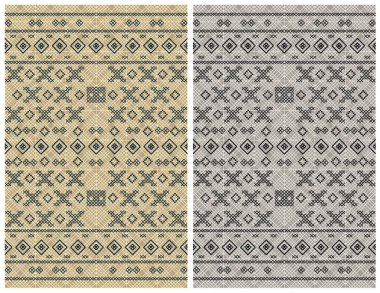 Halı banyosu ve Rug Boho tarzı, dokunmuş doku ve efektli etnik tasarım deseni.