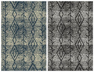 Halı banyosu ve Rug Boho tarzı, dokunmuş doku ve efektli etnik tasarım deseni.